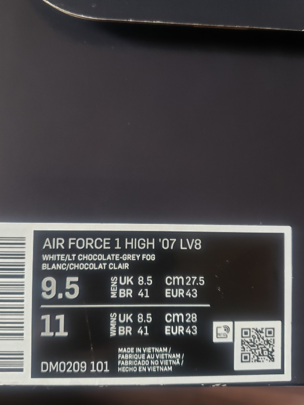 Nike Air Force 1 High '07 LV8 — White & Light Chocolate-Grey Fog